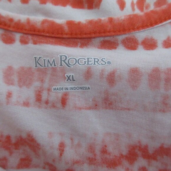 Kim Rogers Tunic Top XL Orange White Tie Dyed Sleeveless Summer Beach Cover-Up - Picture 3 of 7